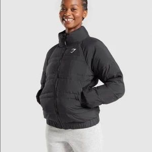Black Gymshark Essentials Puffer Jacket | SIZE S
